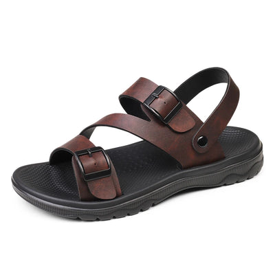 Summer Sandals for Men Outdoor Casual Sport Slippers PU Leather Non-slip Breathable Roman Shoes Beach Flip-Flop Garden Shoes