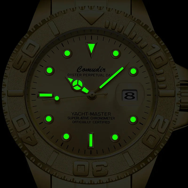 Automatic mechanical watch for men with hollow and waterproof features; with luminous and calendar functions