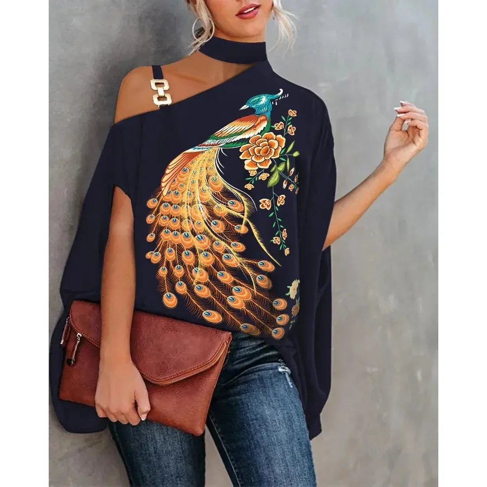 Casual Print Blouses For Women Fashion 2025 Floral Top Loose Batwing Sleeve Blouse Elegant Ladies Tops Summer Shirts y2k