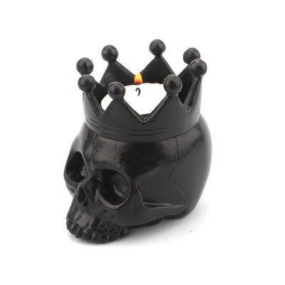 3D Crown Skull Candle Holder Resin Skull Candlestick Halloween Decoration Skeleton Candle Base Home Halloween Decor Supplies