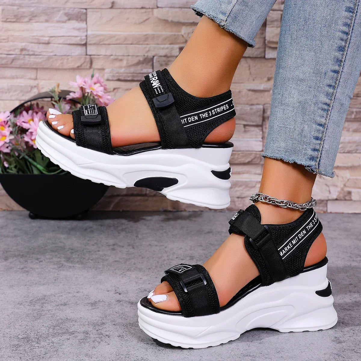 Women Sandals 2025 New Summer Platform Wedge Shoes Casual Heightening Slope with Shoes for Women High Heels Beach Sports Sandals