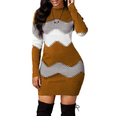 Casual Hip-wrapping Knitted Dresses Soft Touch Cotton-blended Fabric Warm Dress for Girls Women Going Beach Side Wear