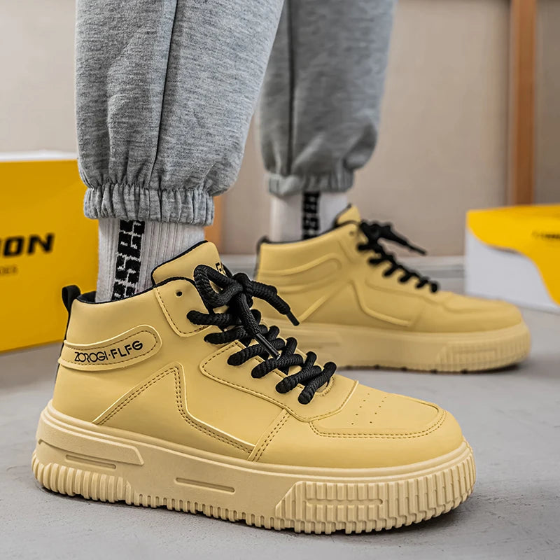 High-top Couple's Sneakers, Trendy and Versatile, Soft White Shoes with Thick Sole, Casual and Sporty, Anti-slip and Durable