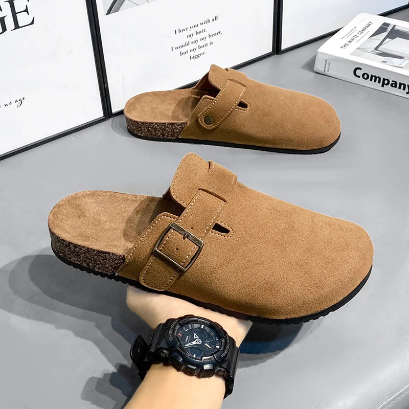 Fashion Men Mules Shoe with Arch Support Birkens Mens Shoes Men's Suede Sandals Retro Cork Clogs Unisex Classic