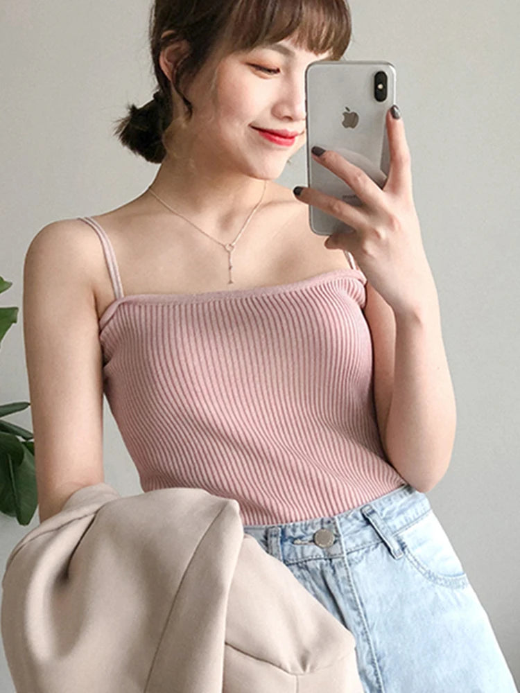 2025 Casual Women Halter Crop Tops Summer Sleeveless Camis Backless Strap Tank Top Slim Solid Short Female Tube Cropped Vest