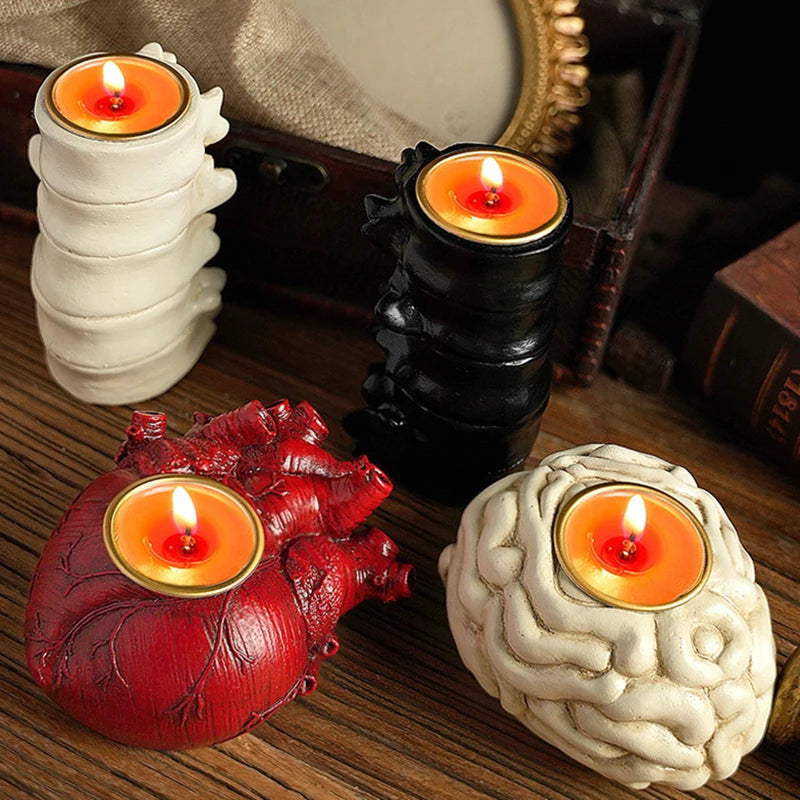 2025 Heart Candle Holder Skeleton Candle Holder Halloween Candle Holder Decoration Brain Ghost Festival Decoration Supplies Prop