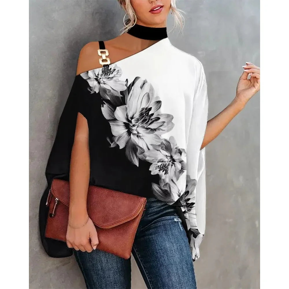 Casual Print Blouses For Women Fashion 2025 Floral Top Loose Batwing Sleeve Blouse Elegant Ladies Tops Summer Shirts y2k