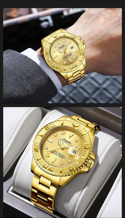 Automatic mechanical watch for men with hollow and waterproof features; with luminous and calendar functions