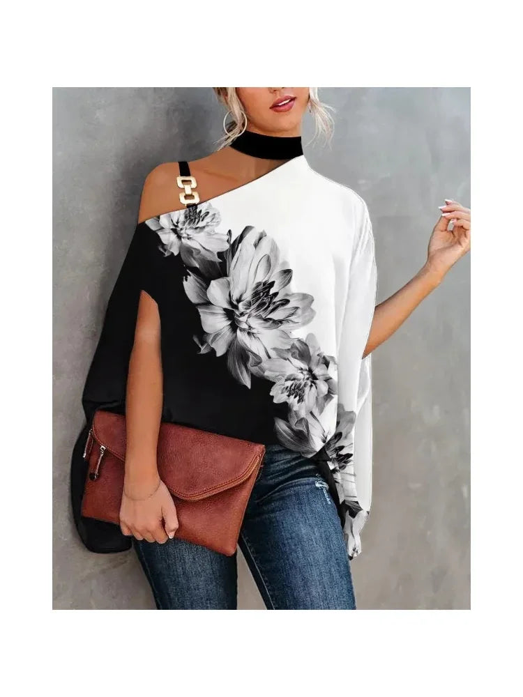 Casual Print Blouses For Women Fashion 2025 Floral Top Loose Batwing Sleeve Blouse Elegant Ladies Tops Summer Shirts y2k