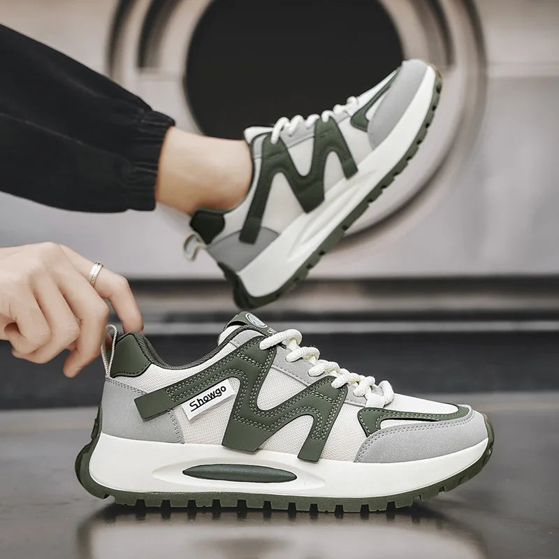 Men's White Sneakers 2025 New Arrival Fashionable Casual Shoes Durable Anti-slip Thick-soled Elevator Comfortable Breathable Eas