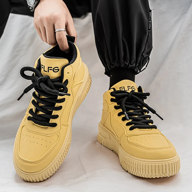 High-top Couple's Sneakers, Trendy and Versatile, Soft White Shoes with Thick Sole, Casual and Sporty, Anti-slip and Durable