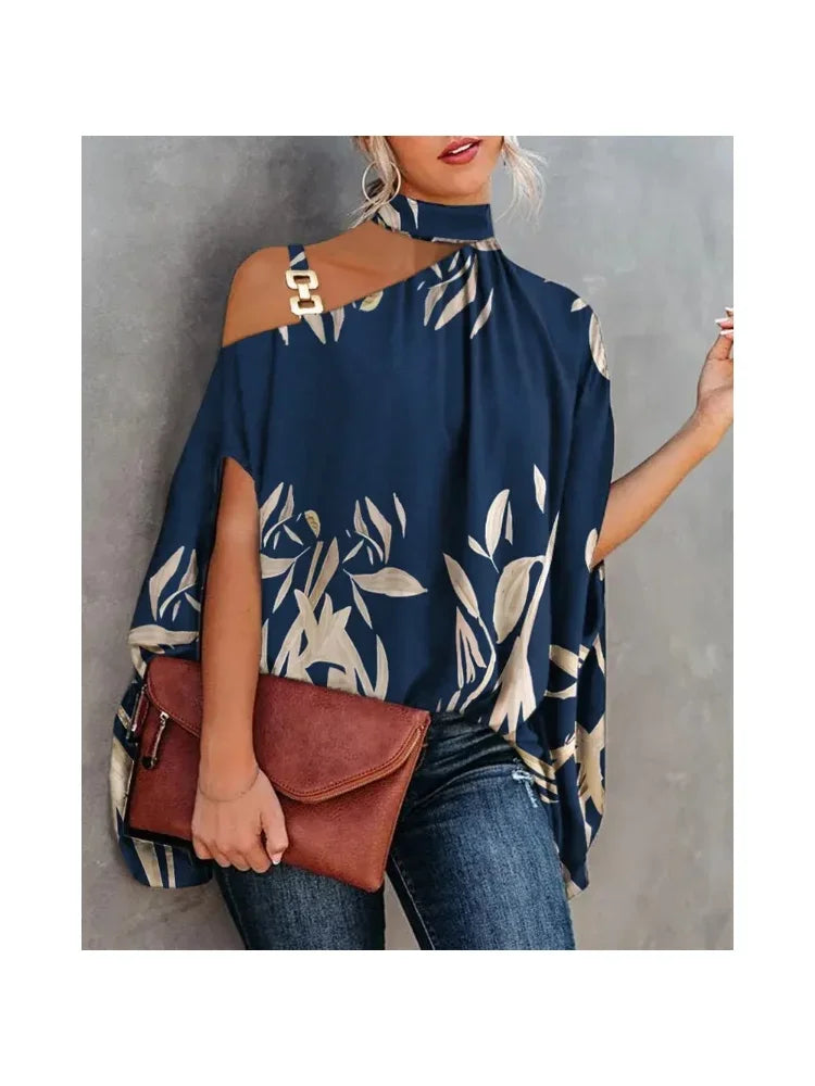 Casual Print Blouses For Women Fashion 2025 Floral Top Loose Batwing Sleeve Blouse Elegant Ladies Tops Summer Shirts y2k