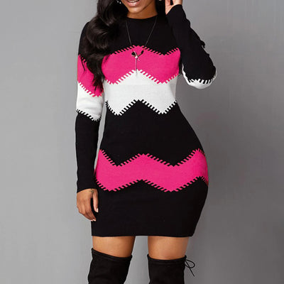 Casual Hip-wrapping Knitted Dresses Soft Touch Cotton-blended Fabric Warm Dress for Girls Women Going Beach Side Wear