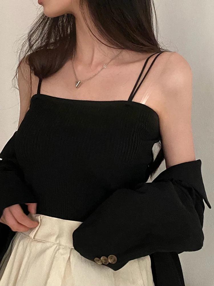 2025 Casual Women Halter Crop Tops Summer Sleeveless Camis Backless Strap Tank Top Slim Solid Short Female Tube Cropped Vest