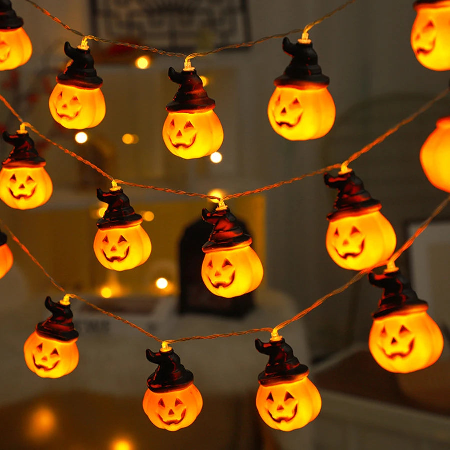 LED Halloween Magic Cap Pumpkin Lantern String Easter Bar Party Decoration Lights