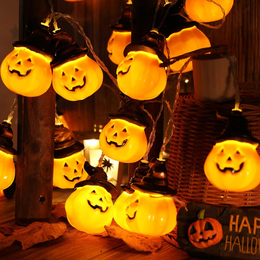 LED Halloween Magic Cap Pumpkin Lantern String Easter Bar Party Decoration Lights