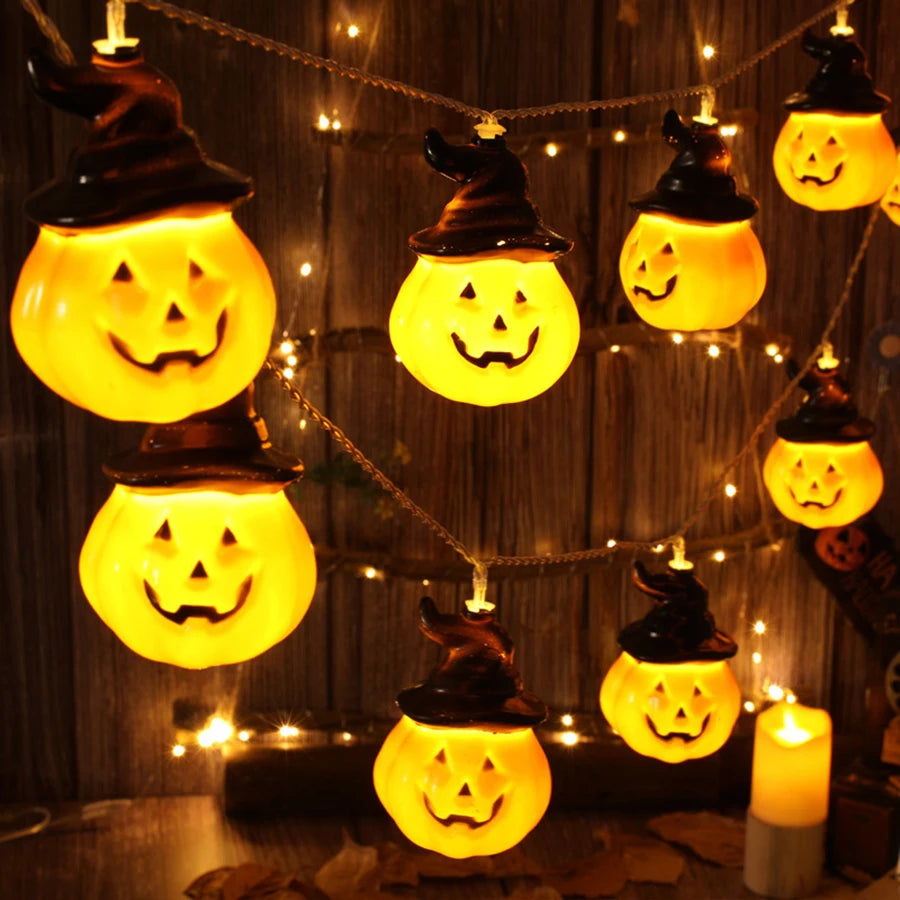 LED Halloween Magic Cap Pumpkin Lantern String Easter Bar Party Decoration Lights
