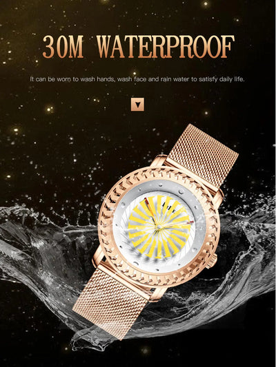 Women's watch, creatively designed fashionable watch, personalized windmill second hand, women's casual waterproof quartz watch
