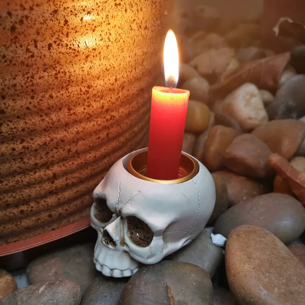 Halloween Skull Skeletal Lamp Skull Hand Candlestick Ornaments Skeleton Ghost Led Candle Flame Light Lamp Home Party Bar Decor