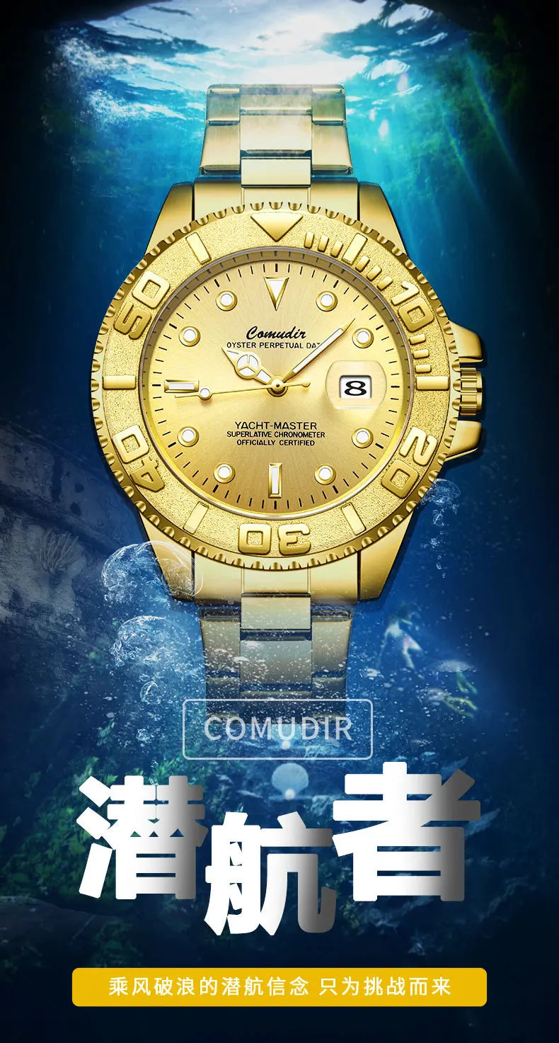 Automatic mechanical watch for men with hollow and waterproof features; with luminous and calendar functions