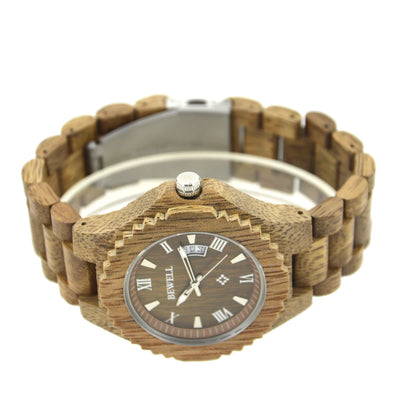 Wooden Watches for Men, Japanese Quartz Movement, Stylish Exotic Wrist Watch with Stainless Steel Buckle, Adjustable Straps