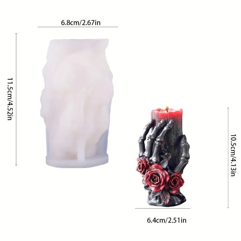 Skeleton Bone Hand Candle Molds Scented Candles Soap Party Gifts Making Silicone Mould DIY Halloween Skull Hand Resin Crafts
