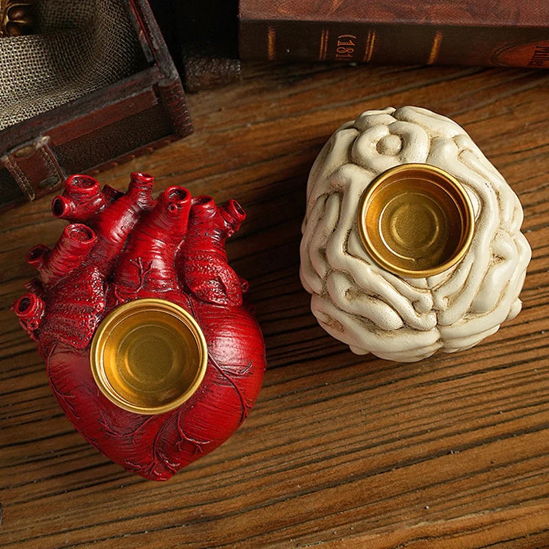 2025 Heart Candle Holder Skeleton Candle Holder Halloween Candle Holder Decoration Brain Ghost Festival Decoration Supplies Prop