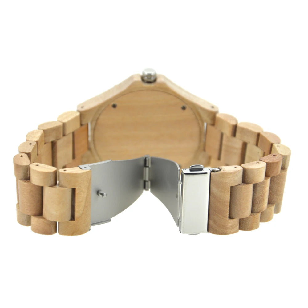 Wooden Watches for Men, Japanese Quartz Movement, Stylish Exotic Wrist Watch with Stainless Steel Buckle, Adjustable Straps