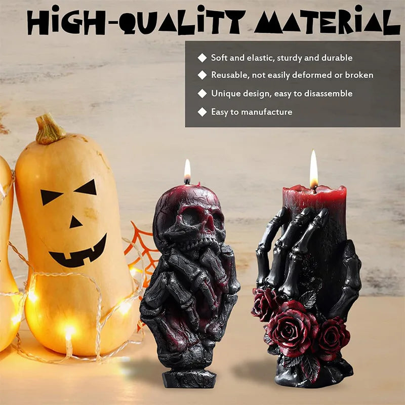 Skeleton Bone Hand Candle Molds Scented Candles Soap Party Gifts Making Silicone Mould DIY Halloween Skull Hand Resin Crafts