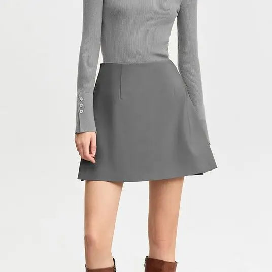 Casual short skirt women's high-waisted trouser  spring and summer new commuter slim straight  suit A-shaped trouser skirt