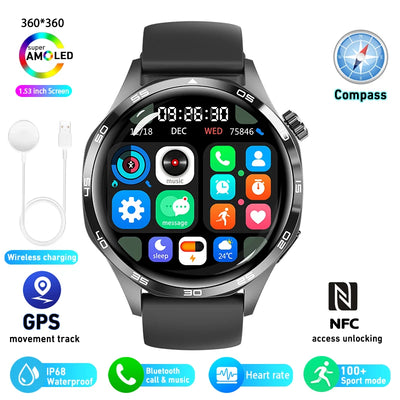 Smart Watch 5 Pro GPS NFC Smartwatch Men 360*360 AMOLED Screen Heart Rate Monitor Bluetooth Call IP67 Waterproof Men Smartwatch
