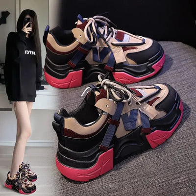 Sneakers Woman Footwear High on Platform Athletic Sports Spring Autumn Shoes for Women Trends 2025 Deals Korean New Casual Light