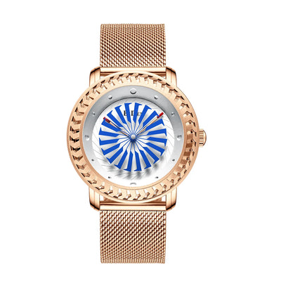 Women's watch, creatively designed fashionable watch, personalized windmill second hand, women's casual waterproof quartz watch