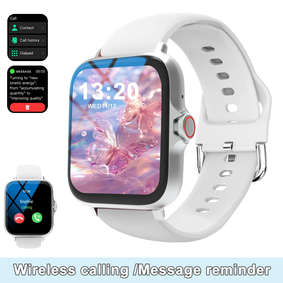 Smart watch, wireless calling /dial, Various APP Reminders,Suitable for men and women, sports watches，for iPhone/Andriod