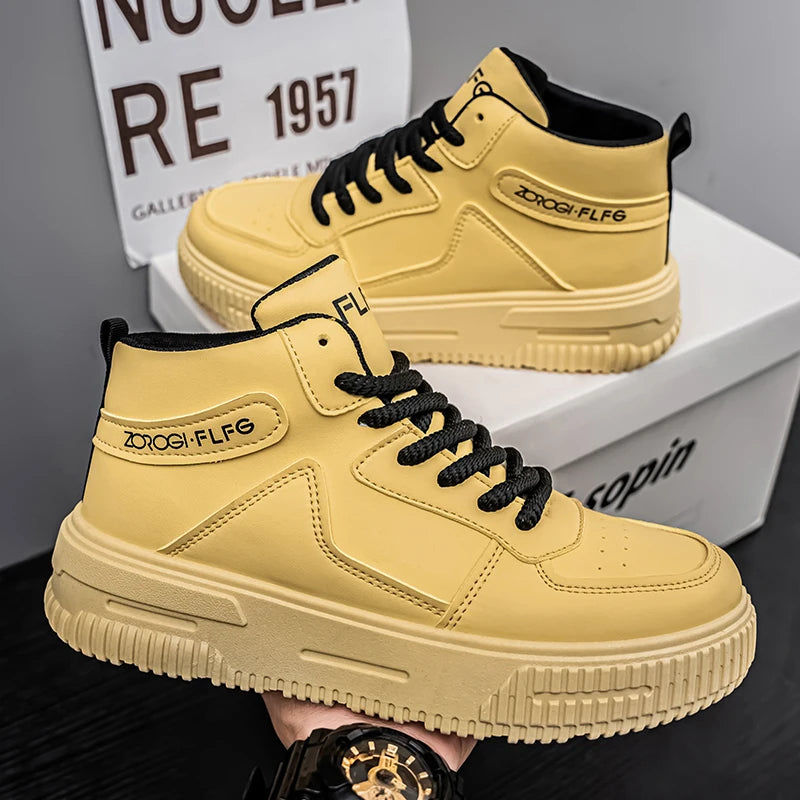 High-top Couple's Sneakers, Trendy and Versatile, Soft White Shoes with Thick Sole, Casual and Sporty, Anti-slip and Durable