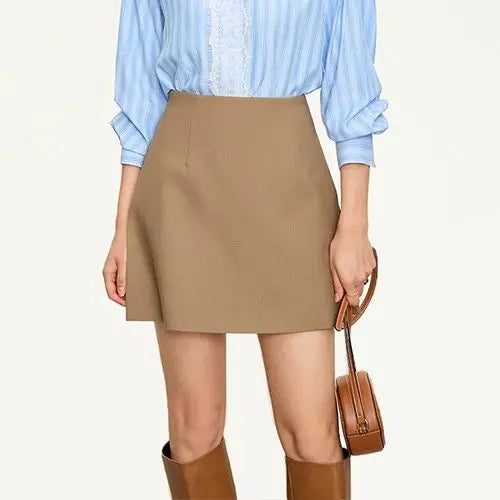 Casual short skirt women's high-waisted trouser  spring and summer new commuter slim straight  suit A-shaped trouser skirt