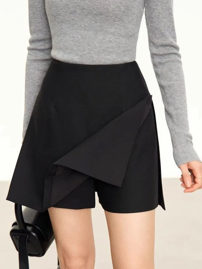 Casual short skirt women's high-waisted trouser  spring and summer new commuter slim straight  suit A-shaped trouser skirt