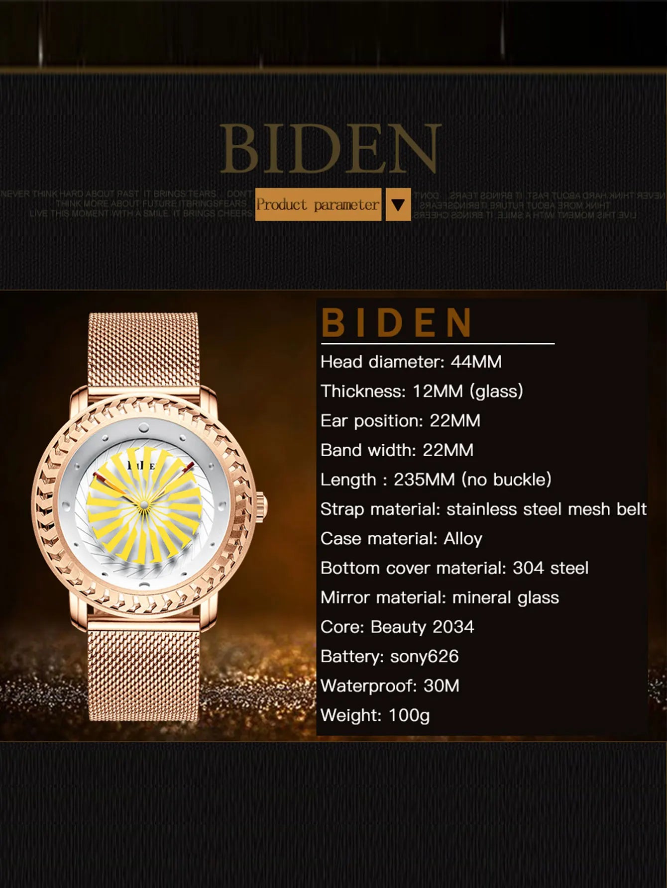 Women's watch, creatively designed fashionable watch, personalized windmill second hand, women's casual waterproof quartz watch