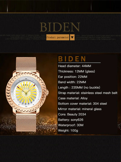 Women's watch, creatively designed fashionable watch, personalized windmill second hand, women's casual waterproof quartz watch