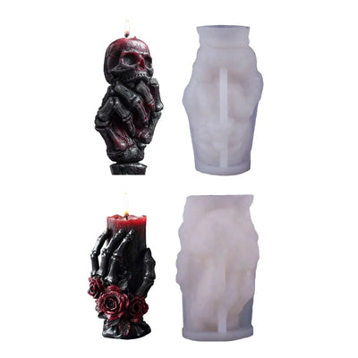 Skeleton Bone Hand Candle Molds Scented Candles Soap Party Gifts Making Silicone Mould DIY Halloween Skull Hand Resin Crafts
