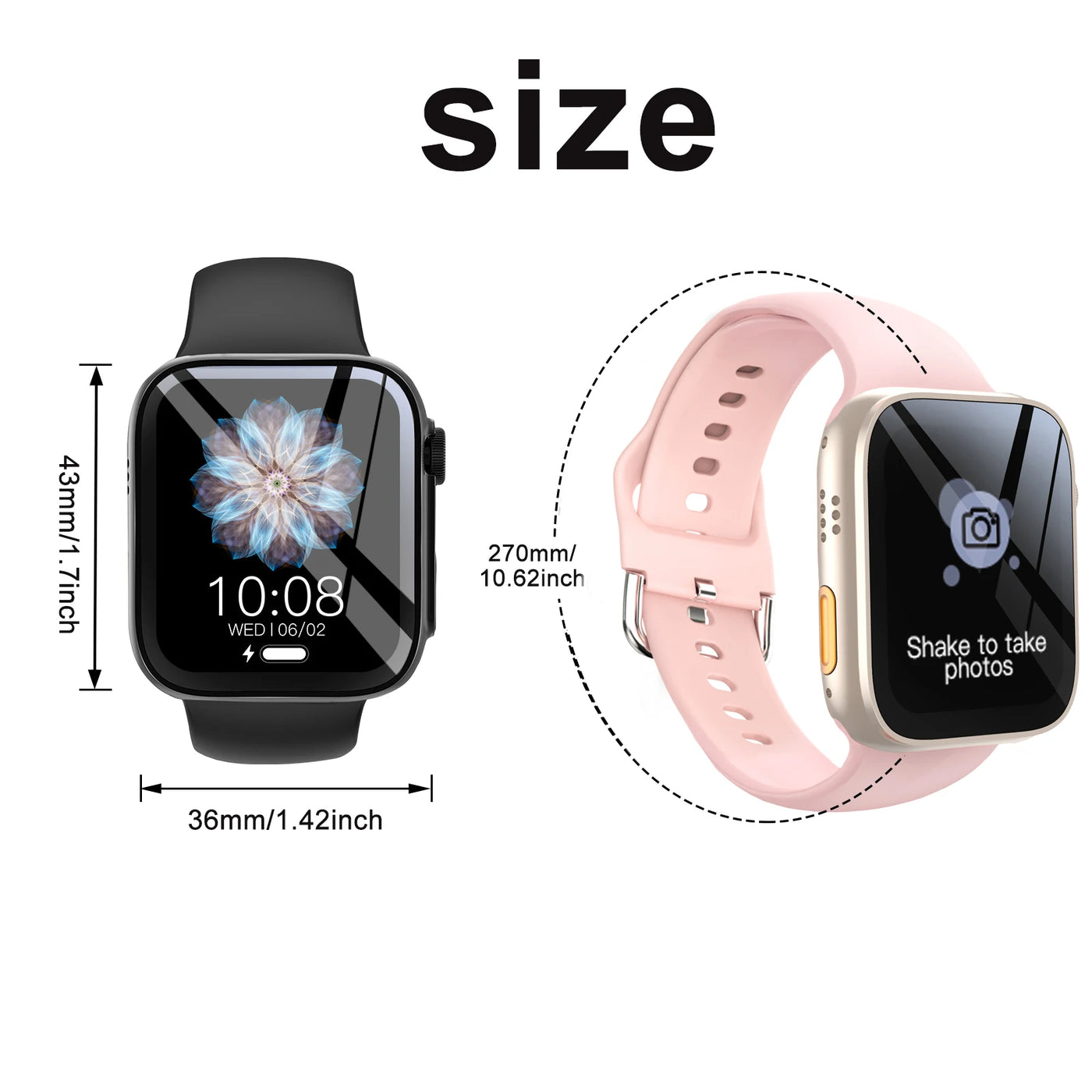 Smart Watch with 2.01-Inch HD Display – Wireless Calling/Dialing, Alarm/Message Notifications, Fitness Tracking, Music Control.
