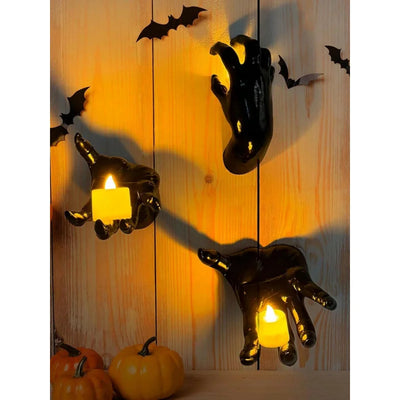 Wall Mounted Creepy Hands with Lighted Candles, Spooky Halloween Decoration, Gothic Hanging Wall Art for Home