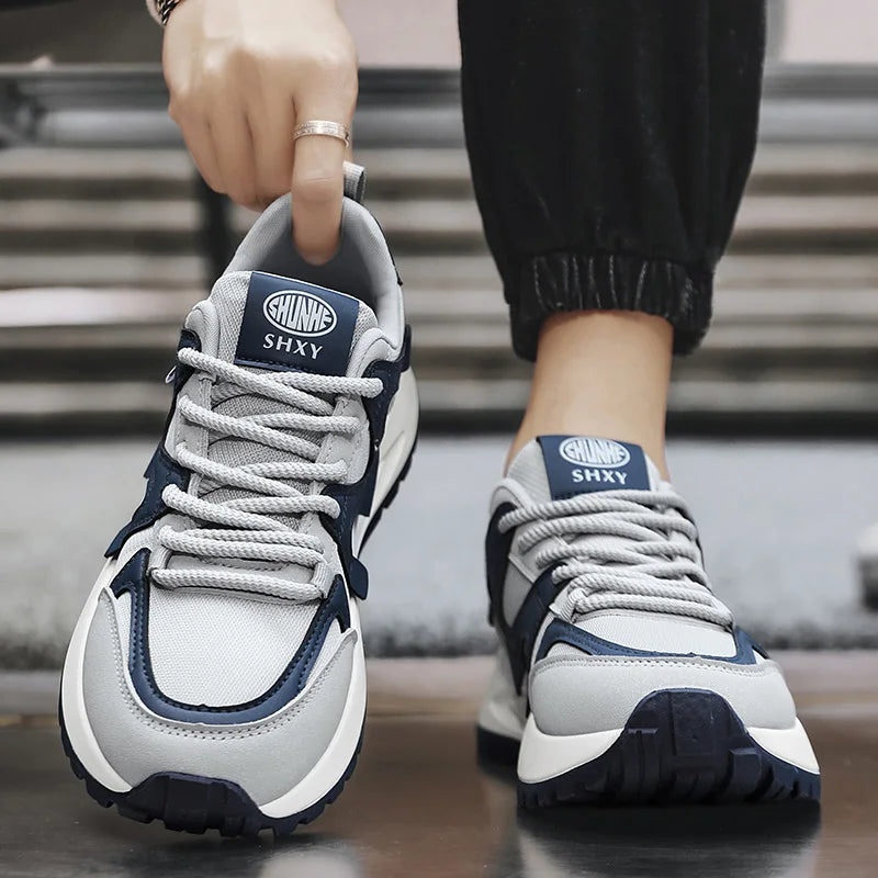 Men's White Sneakers 2025 New Arrival Fashionable Casual Shoes Durable Anti-slip Thick-soled Elevator Comfortable Breathable Eas