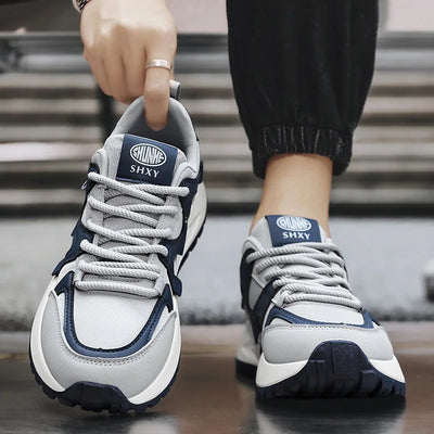 Men's White Sneakers 2025 New Arrival Fashionable Casual Shoes Durable Anti-slip Thick-soled Elevator Comfortable Breathable Eas