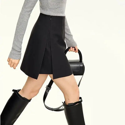 Casual short skirt women's high-waisted trouser  spring and summer new commuter slim straight  suit A-shaped trouser skirt