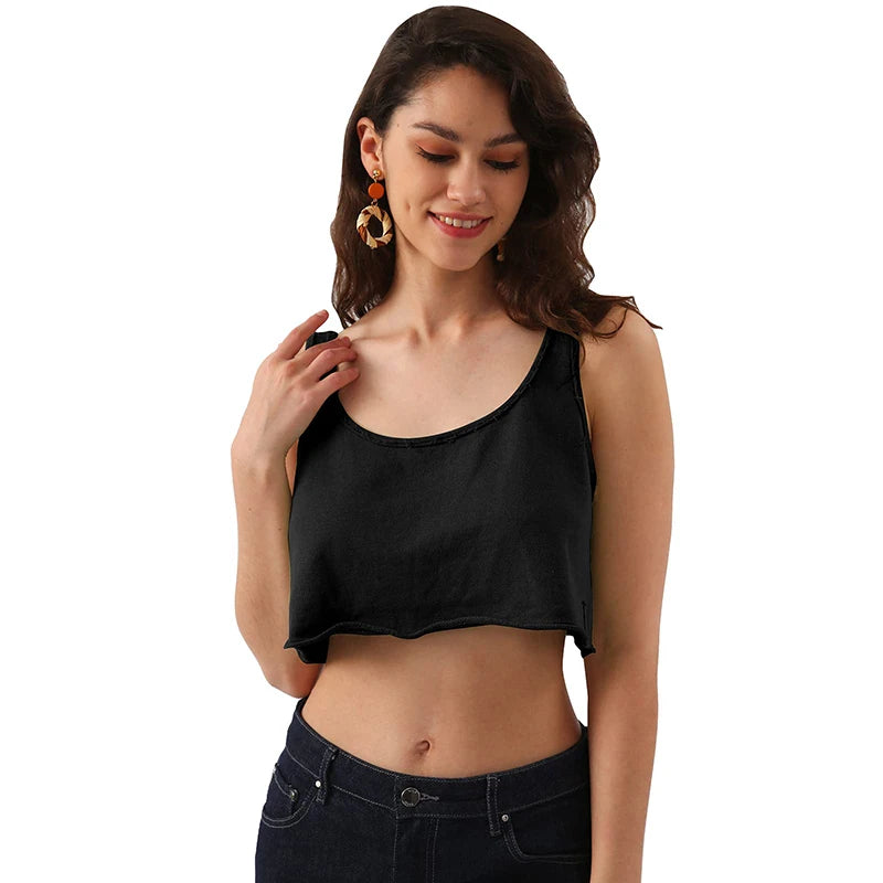 Casual 100% Cotton Crop Top Women Sleeveless Ladies Summer Tops Streetwear Pulovers Cropped Feminino