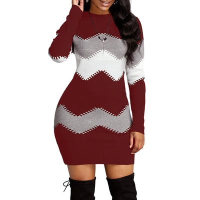 Casual Hip-wrapping Knitted Dresses Soft Touch Cotton-blended Fabric Warm Dress for Girls Women Going Beach Side Wear