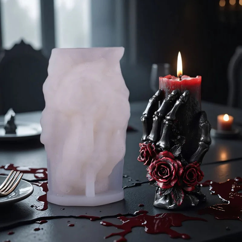 Skeleton Bone Hand Candle Molds Scented Candles Soap Party Gifts Making Silicone Mould DIY Halloween Skull Hand Resin Crafts