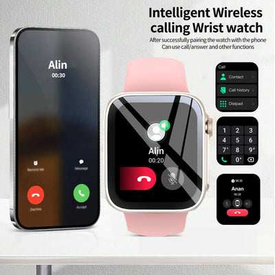 Smart Watch with 2.01-Inch HD Display – Wireless Calling/Dialing, Alarm/Message Notifications, Fitness Tracking, Music Control.