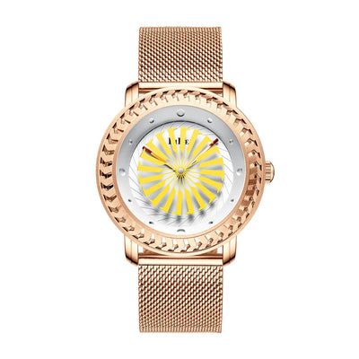 Women's watch, creatively designed fashionable watch, personalized windmill second hand, women's casual waterproof quartz watch